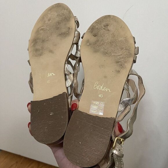 BODEN Champagne gold metallic zig zag strappy sandals size EU 40 - Picture 6 of 6